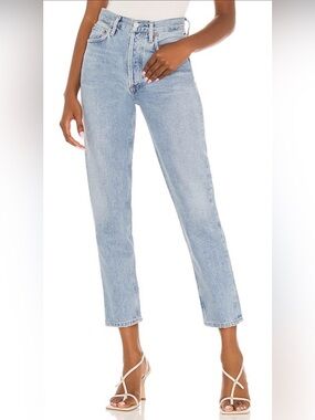 Agolde Jeans Fen High Rise Relaxed Taper Lt Blue Wash Denim Women’s 24 Tapper